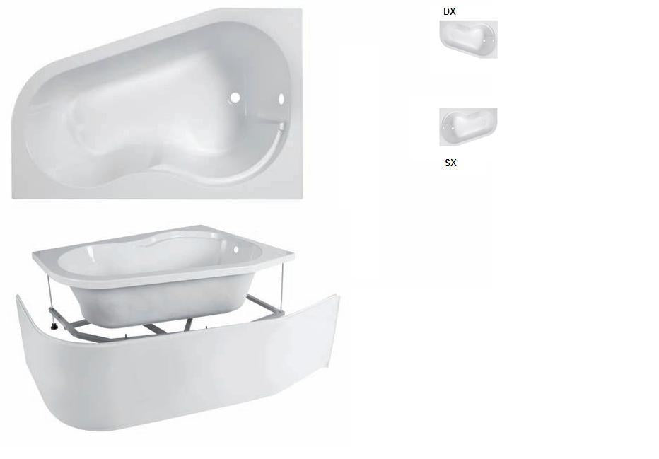 VASCA ANGOLO 150X100 WAP TELAIO PANNELLO IDROMASSAGGIO WHIRLPOOL CROMOTERAPIA