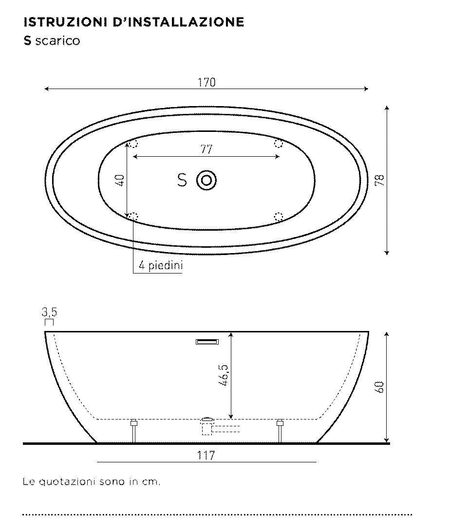 VASCA FREE-STANDING IN ACRILICO AMBRA OVALE 170X78