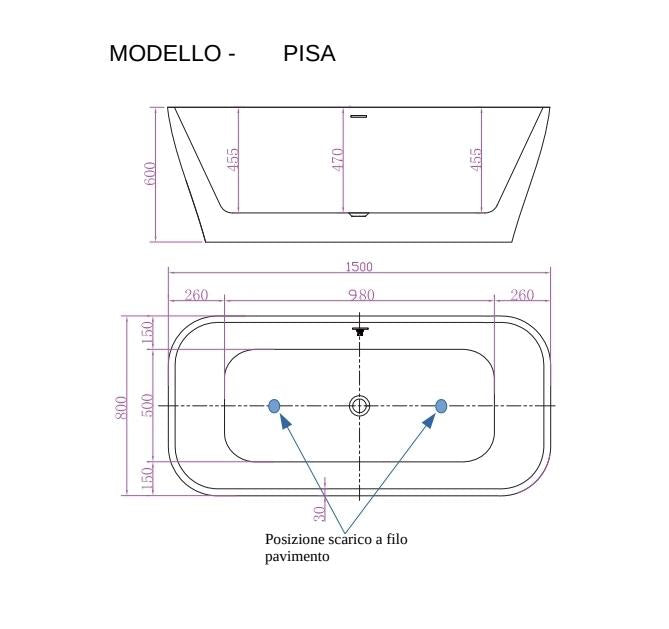 VASCA FREE-STANDING IN ACRILICO PISA 150X80 -campionario-