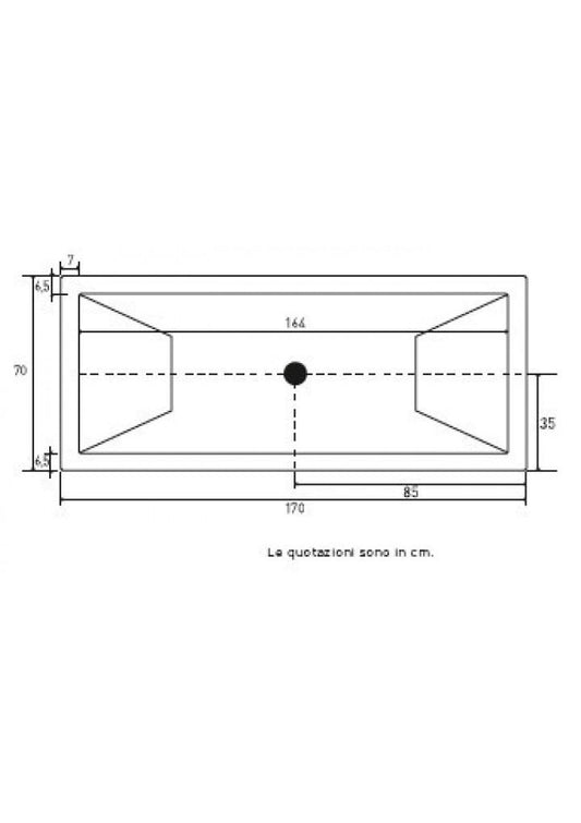 VASCA IRIS 170X70 VERSIONE SOLO GUSCIO A MURARE SENZA IDRO-PANNELLO-RUBINETTO