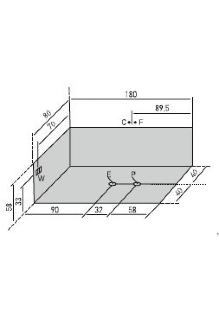VASCA IRIS 180X80 TELAIO 2 PANNELLI SENZA IDROMASSAGGIO E SENZA RUBINETTERIA