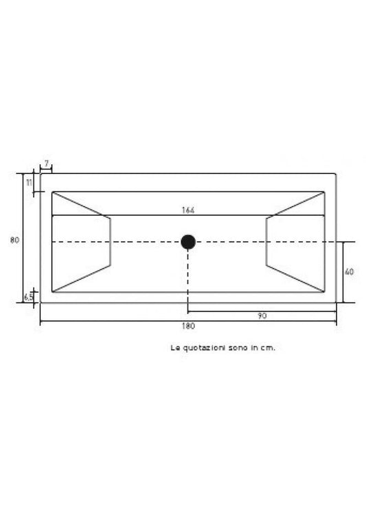 VASCA IRIS 180X80 TELAIO 2 PANNELLI SENZA IDROMASSAGGIO E SENZA RUBINETTERIA