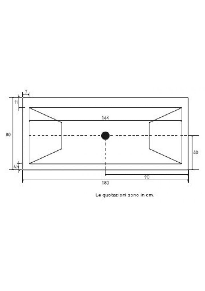 VASCA IRIS 180X80 VERSIONE SOLO GUSCIO A MURARE SENZA IDRO-PANNELLO-RUBINETTO