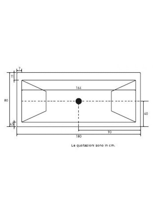 VASCA IRIS 180X80 VERSIONE SOLO GUSCIO A MURARE SENZA IDRO-PANNELLO-RUBINETTO