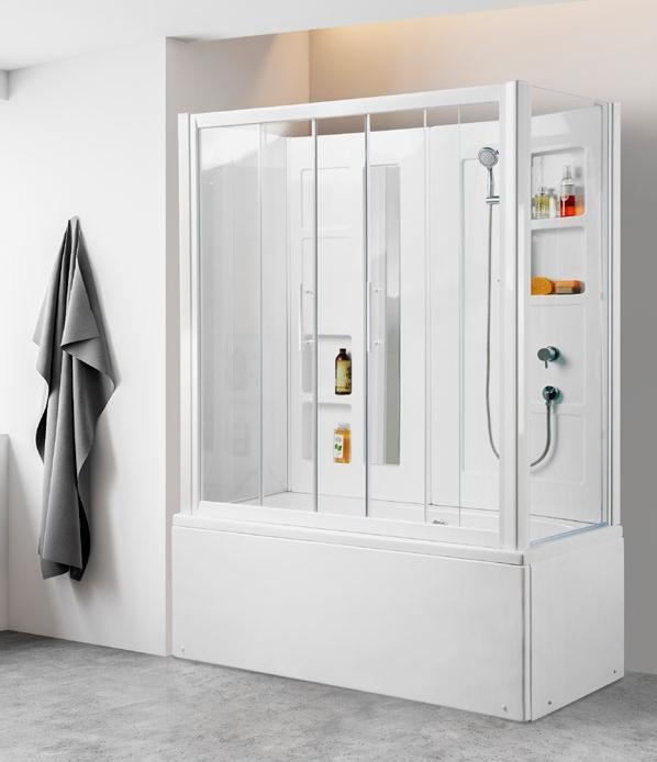VASCA RETTANGOLARE COMBI BOX 155X56 CON BOX DOCCIA TELAIO E PANNELLI