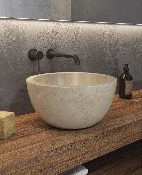 LAVABO CIOTOLA APPOGGIO IN MARMO CREAM CM.40 H.20 LEYLA