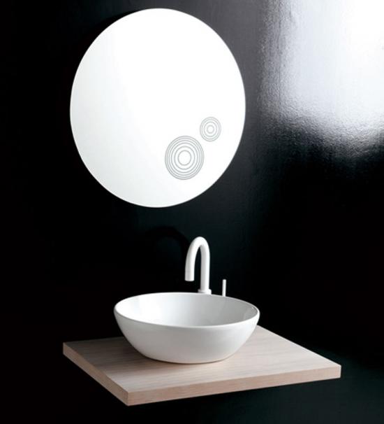 LAVABO DA INCASSO CIRCLE TONDO cm.45 h.13,5/17 CERAMICA BIANCA