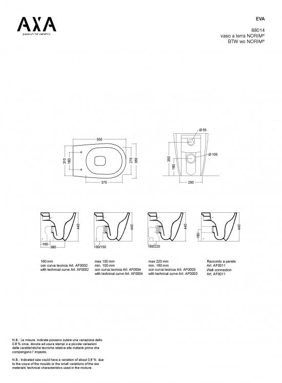 SANITARI A TERRA FILO MURO EVA BIANCO MATT WC+SEDILE SOFT CLOSE+BIDET