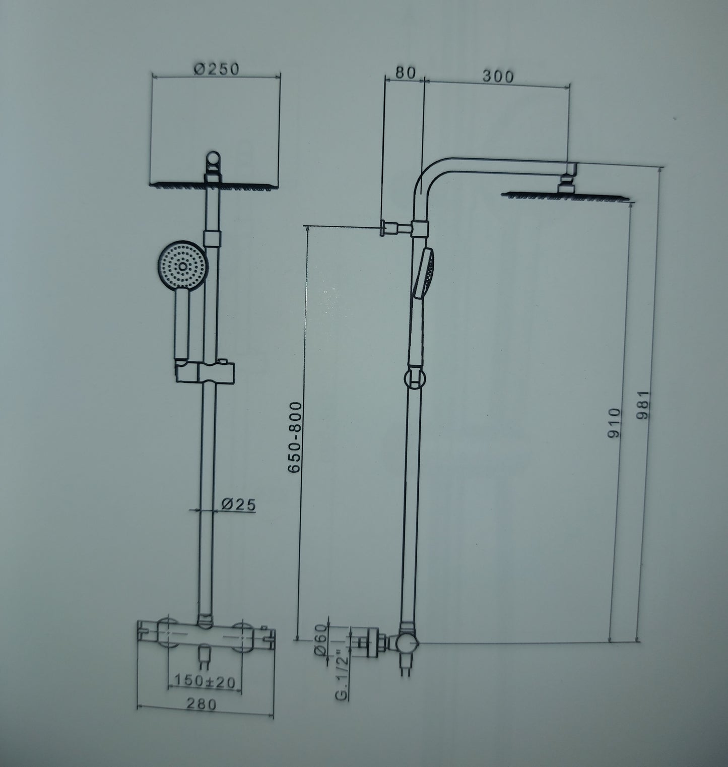COLONNA DOCCIA 791 TERMOSTATICA CON FISSAGGIO A MURO REGOLABILE OTTONE CROMATO MADE IN ITALY
