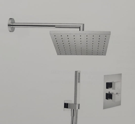 SET COMPLETO DOCCIA TERMOSTATICO 9122/T SOFFIONE QUADRO 200 MM DEVIATORE 2 VIE MADE IN ITALY