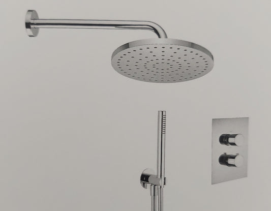 SET COMPLETO DOCCIA TERMOSTATICO 9125/T SOFFIONE TONDO 200 MM DEVIATORE 2 VIE MADE IN ITALY