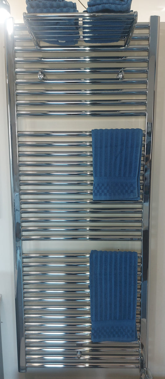 TERMOARREDO ACCIAIO CROMATO VITTORIA CM. 150 X 60 INTERASSE CM.55 CON GRIGLIA PORTASCIAGAMANI