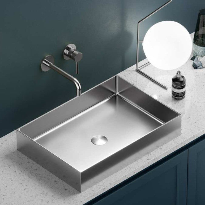 LAVABO DA APPOGGIO CM.55X38X10 SATURN ACCIAIO INOX BRUSHED STEEL