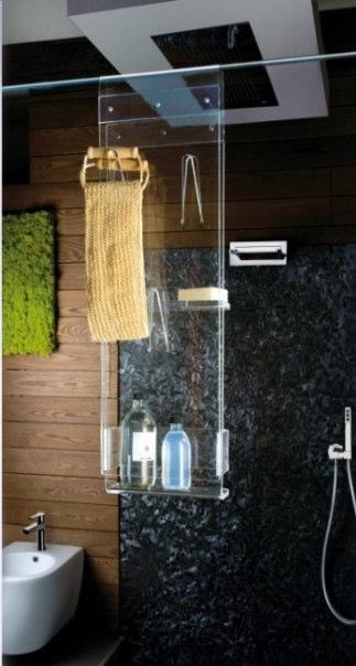 PENSILE SELLA PORTACCAPPATOIO PORTAOGGETTI PORTASAPONE METACRILATO TRASPARENTE ADATTO AL MONTAGGIO SU BOX DOCCIA CON LATO FISSO