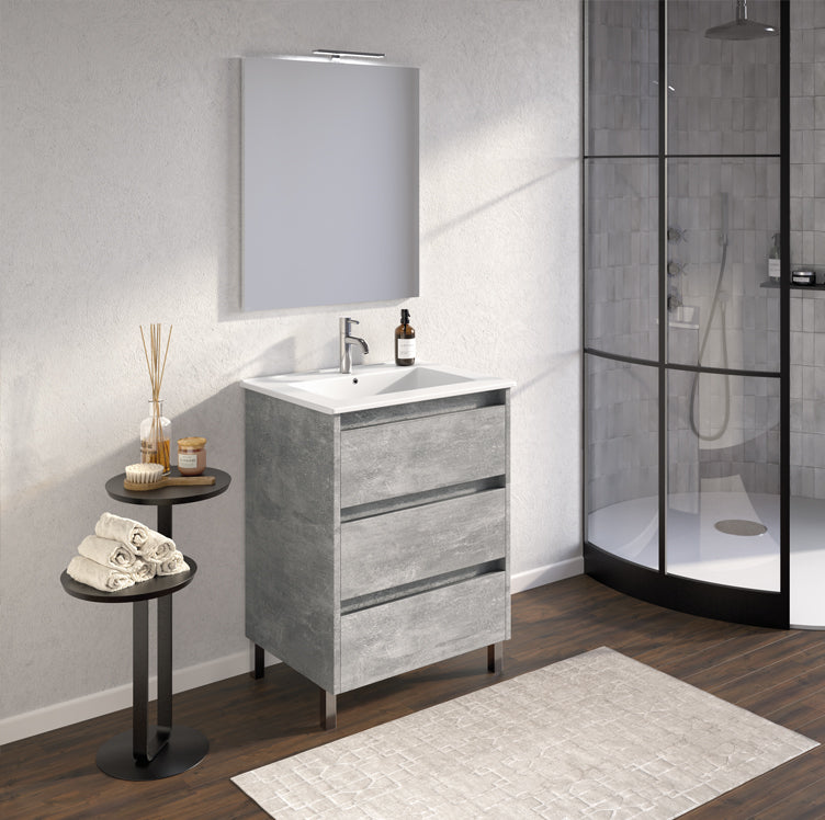 ARREDO BAGNO MOBILE ECOSLIM 61 UT cm 60 FINITURA SU4298 GRIGIO PIETRA