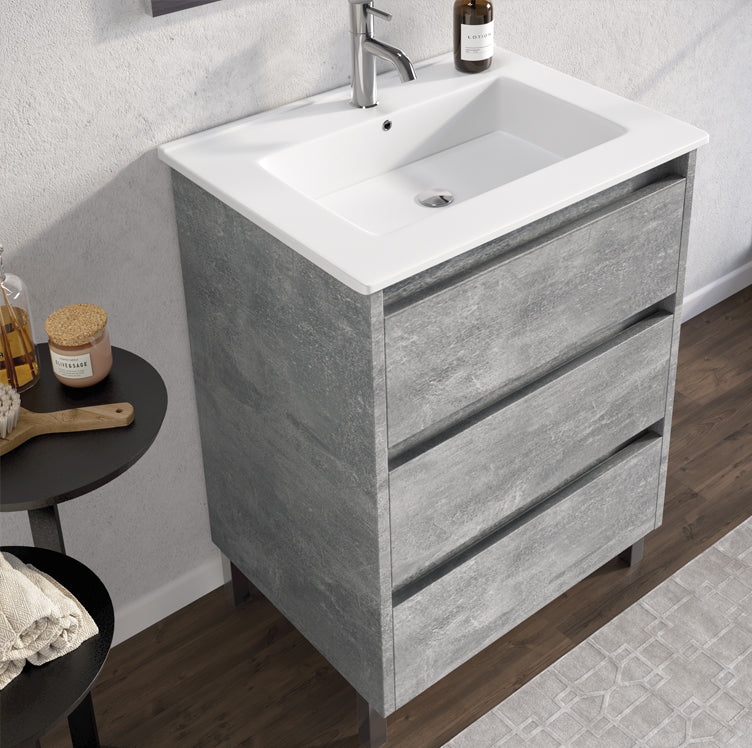 ARREDO BAGNO MOBILE ECOSLIM 61 UT cm 60 FINITURA SU4298 GRIGIO PIETRA