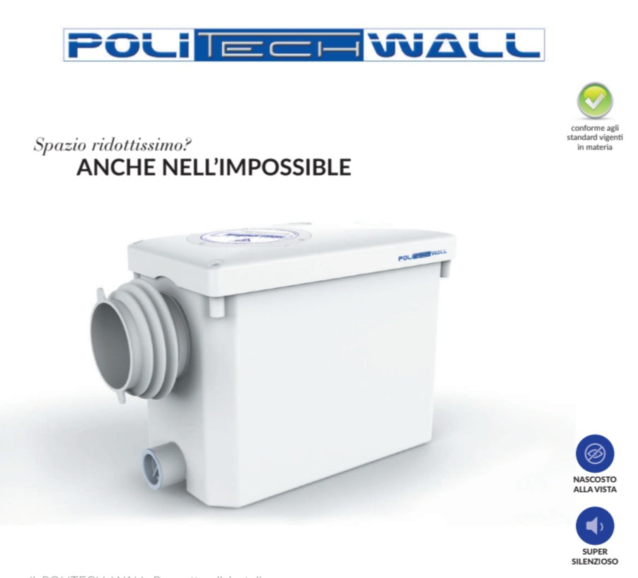 TRITURATORE POLITECH WALL PER BAGNO SPAZI RIDOTTI