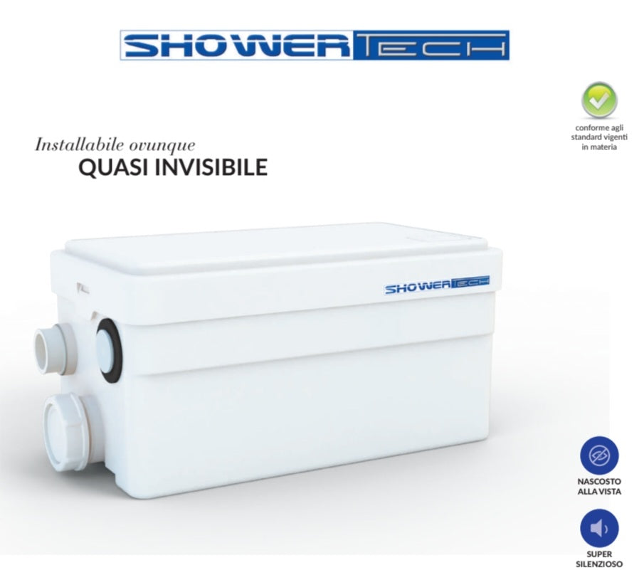 POMPA SCARICO SHOWERTECH PER DOCCIA - LAVABO- BIDET BAGNO SPAZI RIDOTTI