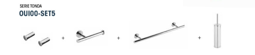 Set Accessori per Bagno Oui00SET5 Cromo 5 PEZZI - Made in Italy