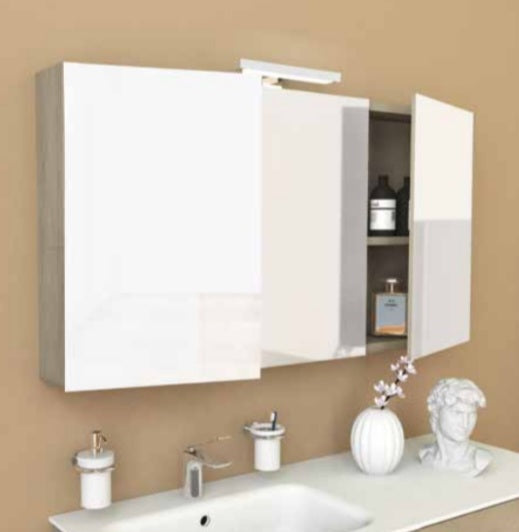 SPECCHIO CONTENITORE MN12 120X62 CON 2 ANTE E LAMPADA A LED