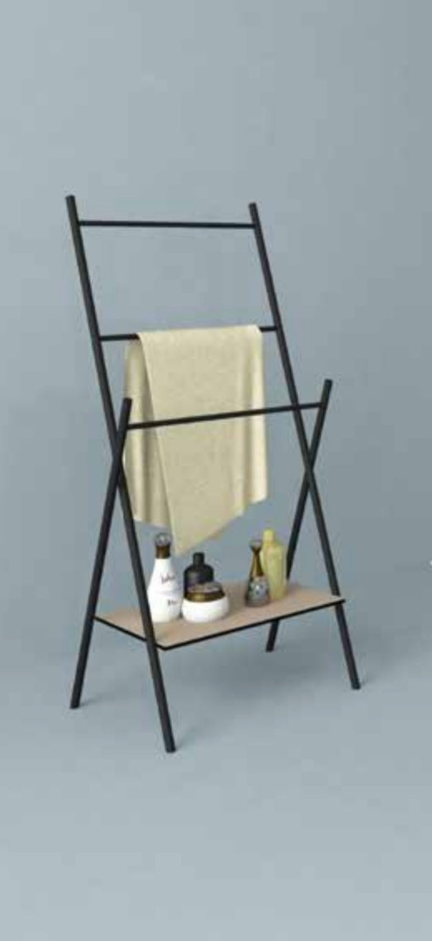 Portasalvietta e mensola Scala in acciaio inox black matt e beige natt Made in Italy