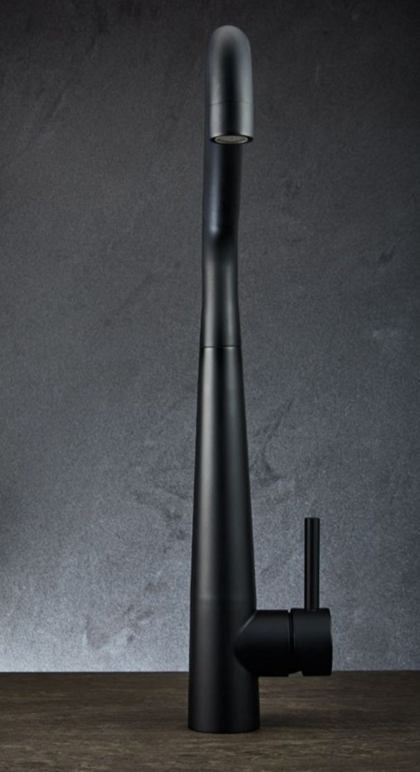 MISCELATORE LAVELLO CUCINA INOX 304 CANNA ALTA GIREVOLE MATT BLACK MADE IN ITALY