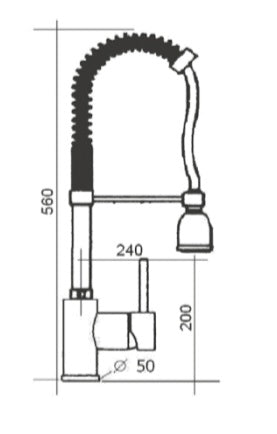 MISCELATORE LAVELLO CUCINA CON MOLLA E DOCCETTA ESTRAIBILE CROMATO MADE IN ITALY