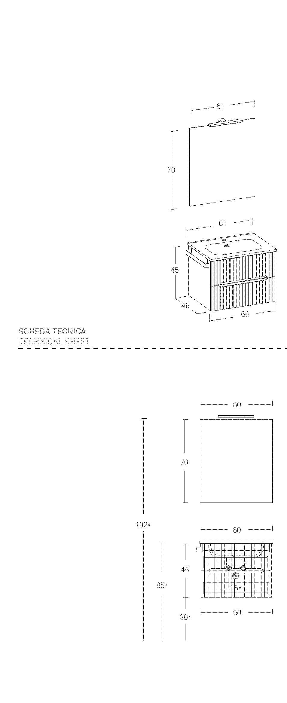 ARREDO BAGNO MOBILE VERSO 09 cm 60 FINITURA CRETA