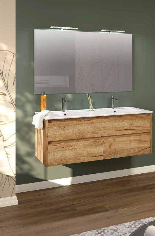 ARREDO BAGNO ECOSLIM 121 DUO DOPPIO LAVABO FINITURA LEGNO K003 LEGNO K005 K001 K009