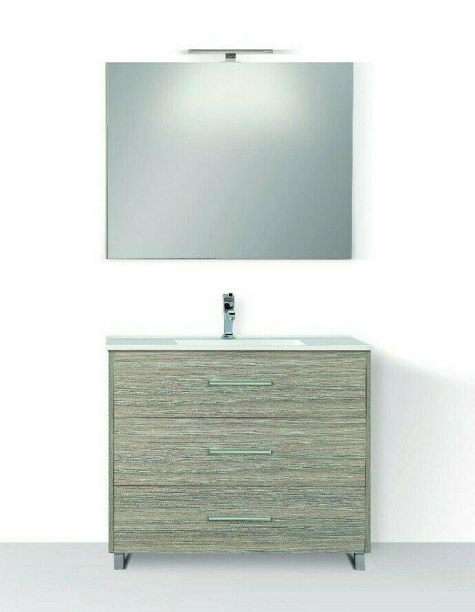 ARREDO BAGNO ECOSLIM 91 A TERRA 3 CASSETTONI FINITURA LEGNO K005