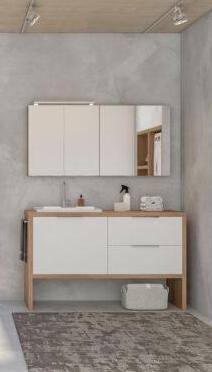 ARREDO BAGNO LAVANDERIA UL12 cm.140 ROVERE NODATO E GRIGIO LUCE OPACO