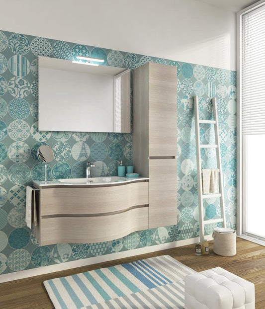 ARREDO BAGNO MOBILE BROADWAY B15 CON COLONNA cm 105+35 TRANCHE ROVERE CHIARO