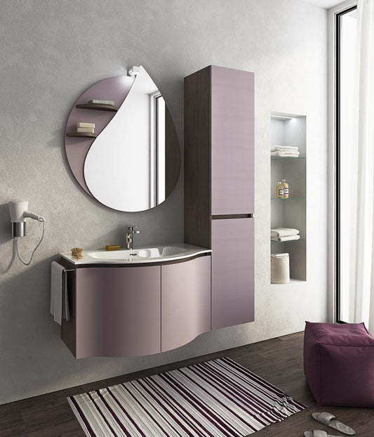 ARREDO BAGNO MOBILE BROADWAY B8 cm 85+35 COLONNA TRANCHE ROVERE SCURO E GLICINE