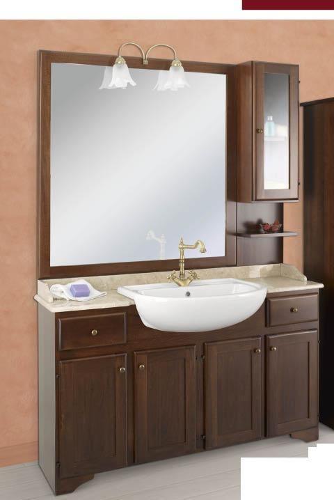 ARREDO BAGNO MOBILE CLASSICO ELBA CM.140X58 LEGNO FINITURA NOCE