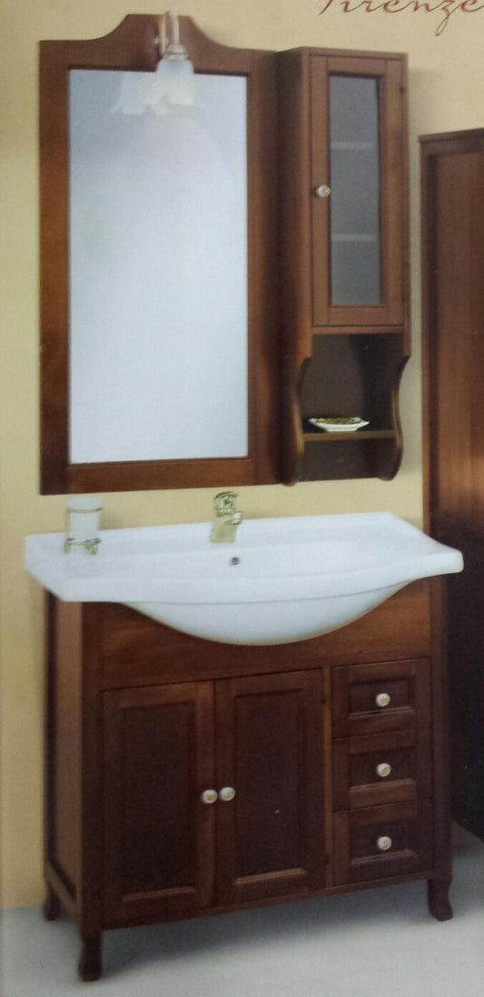 ARREDO BAGNO MOBILE CLASSICO FIRENZE 85 FRONTALE IN MASSELLO LEGNO FINITURA NOCE O CILIEGIO
