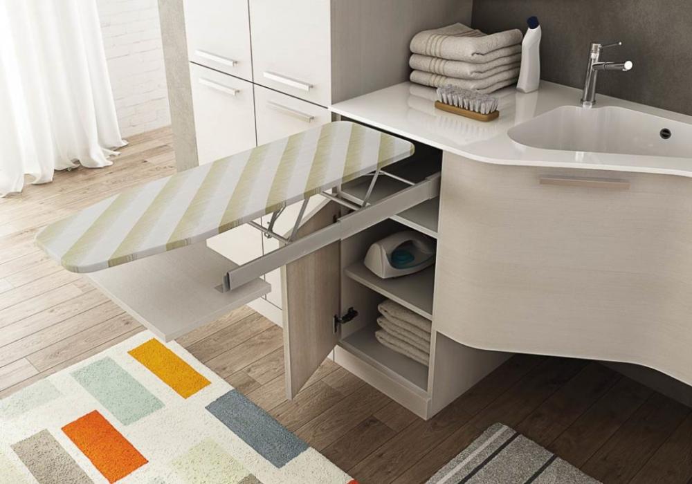 ARREDO BAGNO MOBILE CON PORTA LAVATRICE ASCIUGATRICE UL09 cm 206 TRANCHE ROVERE BIANCO