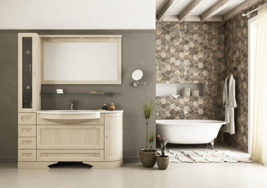 ARREDO BAGNO MOBILE COUNTRY CHIC R207 cm.153 FINITURA LEGNO A SCELTA