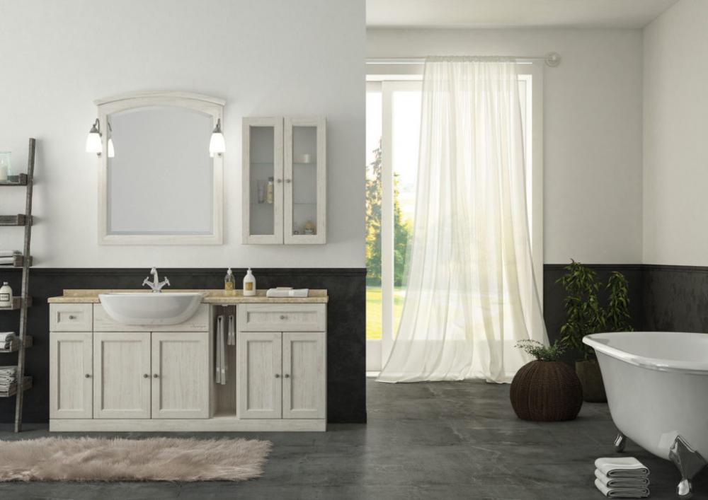 ARREDO BAGNO MOBILE COUNTRY CHIC R210 cm.173 FINITURA DECAPE A SCELTA