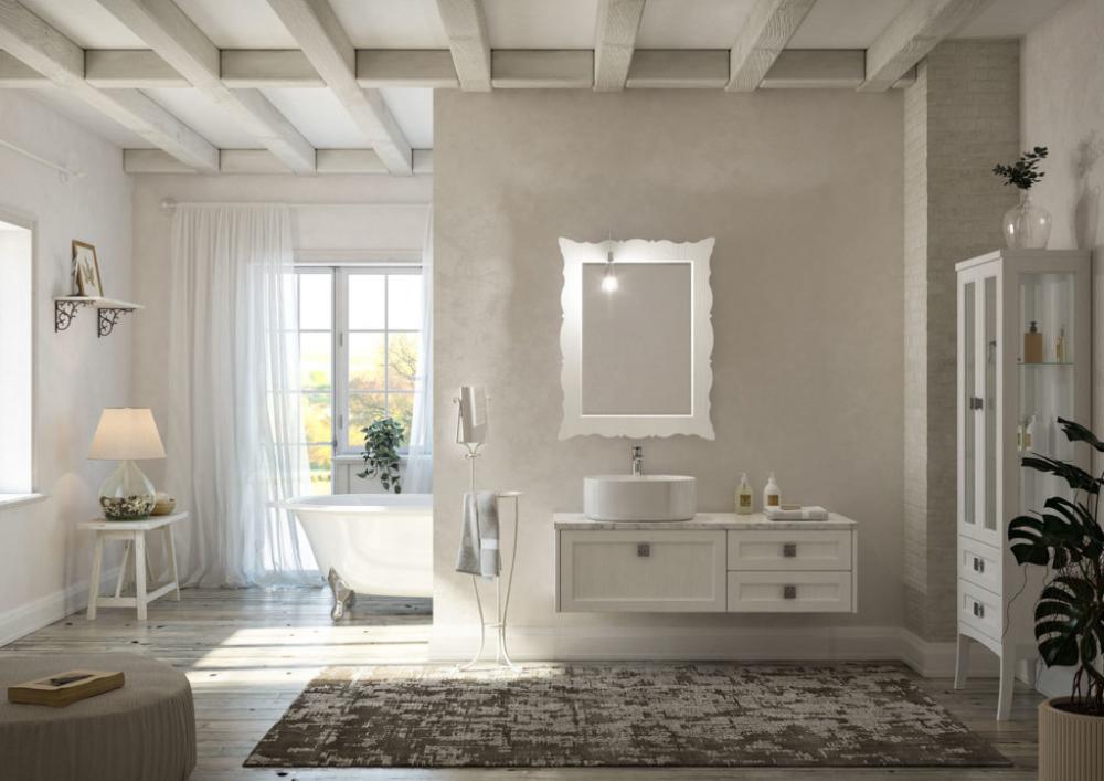 ARREDO BAGNO MOBILE COUNTRY CHIC R212 cm.131 FINITURA A PORO APERTO A SCELTA