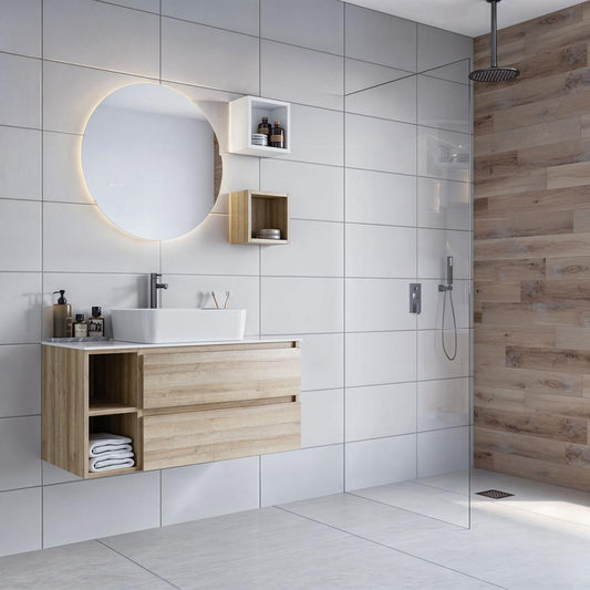 ARREDO BAGNO MOBILE CUBIK 05 cm 100 FINITURA ROVERE RIVIERA