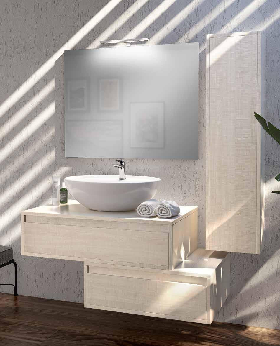 ARREDO BAGNO MOBILE DEEP90A FINITURA TRANCHE' TR8361 LAVABO APPOGGIO SPECCHIO E COLONNA