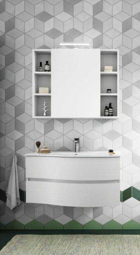 ARREDO BAGNO MOBILE FLEX 02 cm 90 DX FINITURA BIANCO LARIX