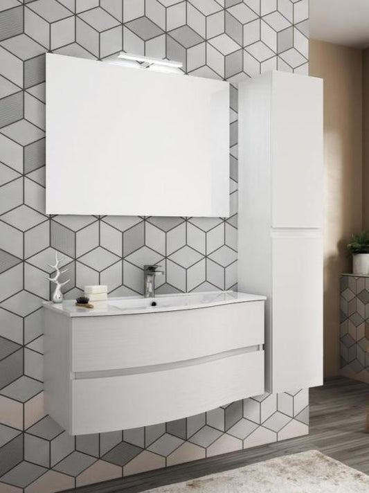 ARREDO BAGNO MOBILE FLEX 04 cm 90 SX +30 COLONNA FINITURA BIANCO LARIX