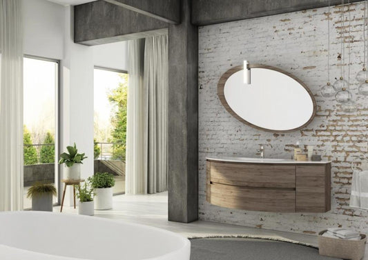 ARREDO BAGNO MOBILE FREEDOM CURVO FC03 cm 150 ROVERE TERRA
