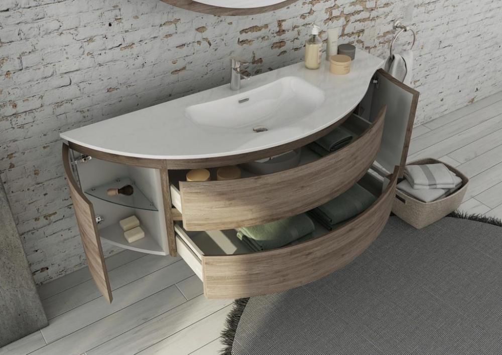 ARREDO BAGNO MOBILE FREEDOM CURVO FC03 cm 150 ROVERE TERRA