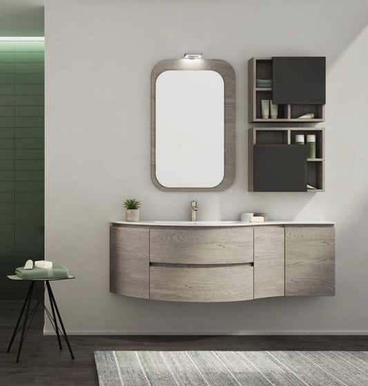 ARREDO BAGNO MOBILE FREEDOM FC01 ROVERE GESSATO GRIGIO cm 155 LAVABO OCRITECH
