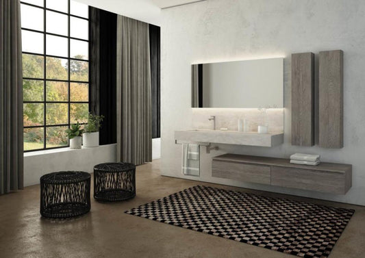 ARREDO BAGNO MOBILE FREEDOM FL15 cm 235 TOP GRESS CERAMICO ARDESIA BIANCA