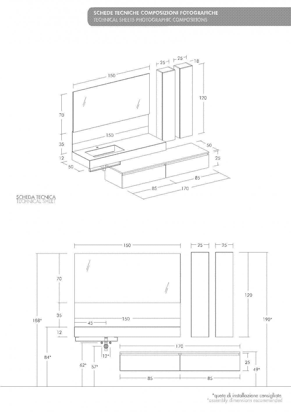 ARREDO BAGNO MOBILE FREEDOM FL15 cm 235 TOP GRESS CERAMICO ARDESIA BIANCA