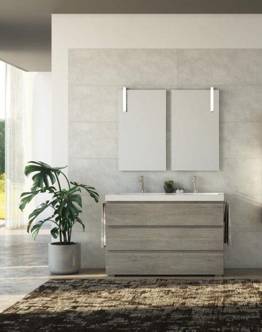 ARREDO BAGNO MOBILE FREEDOM FL25 cm 120 DOPPIO LAVABO ROVERE GESSATO GRIGIO