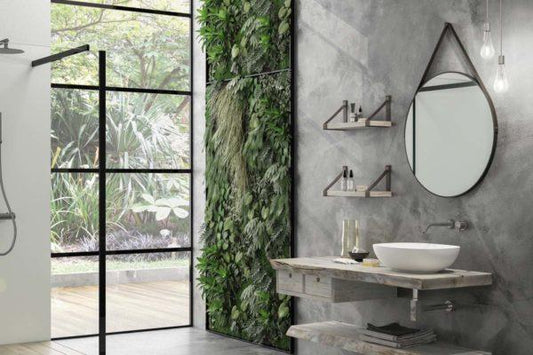 ARREDO BAGNO MOBILE LIFE 03 CASTAGNO GRIGIO OSSIDATO cm 140 LEGNO MASSELLO